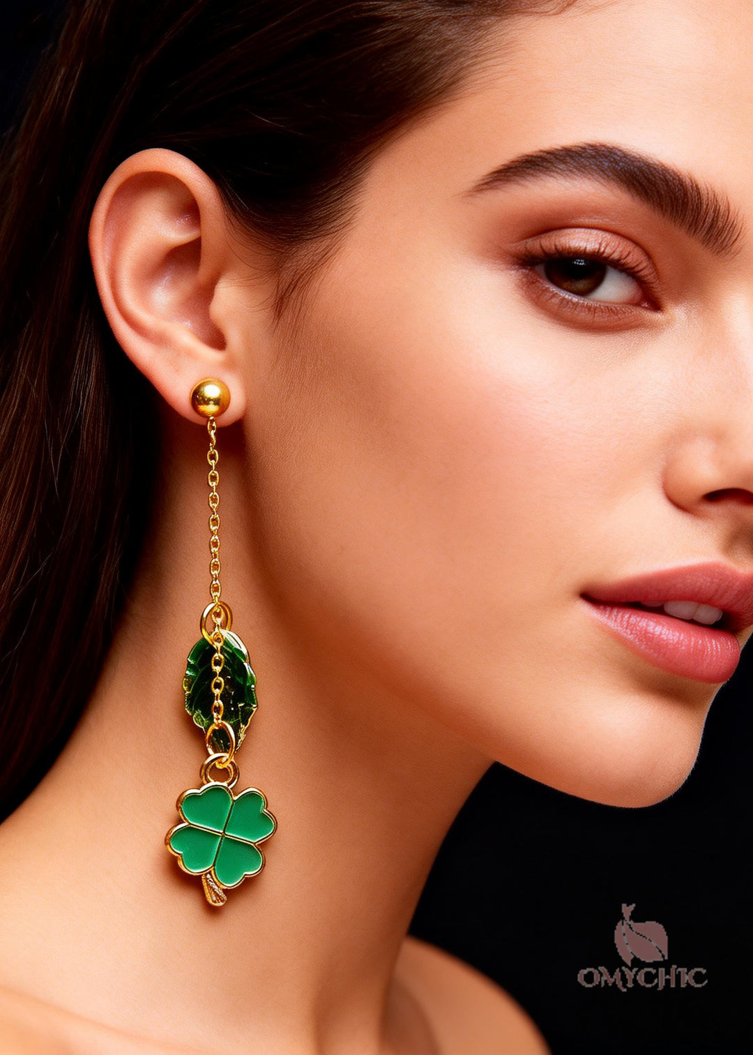 Modern Green Leaf Metal Long Tassels Drop Earrings
