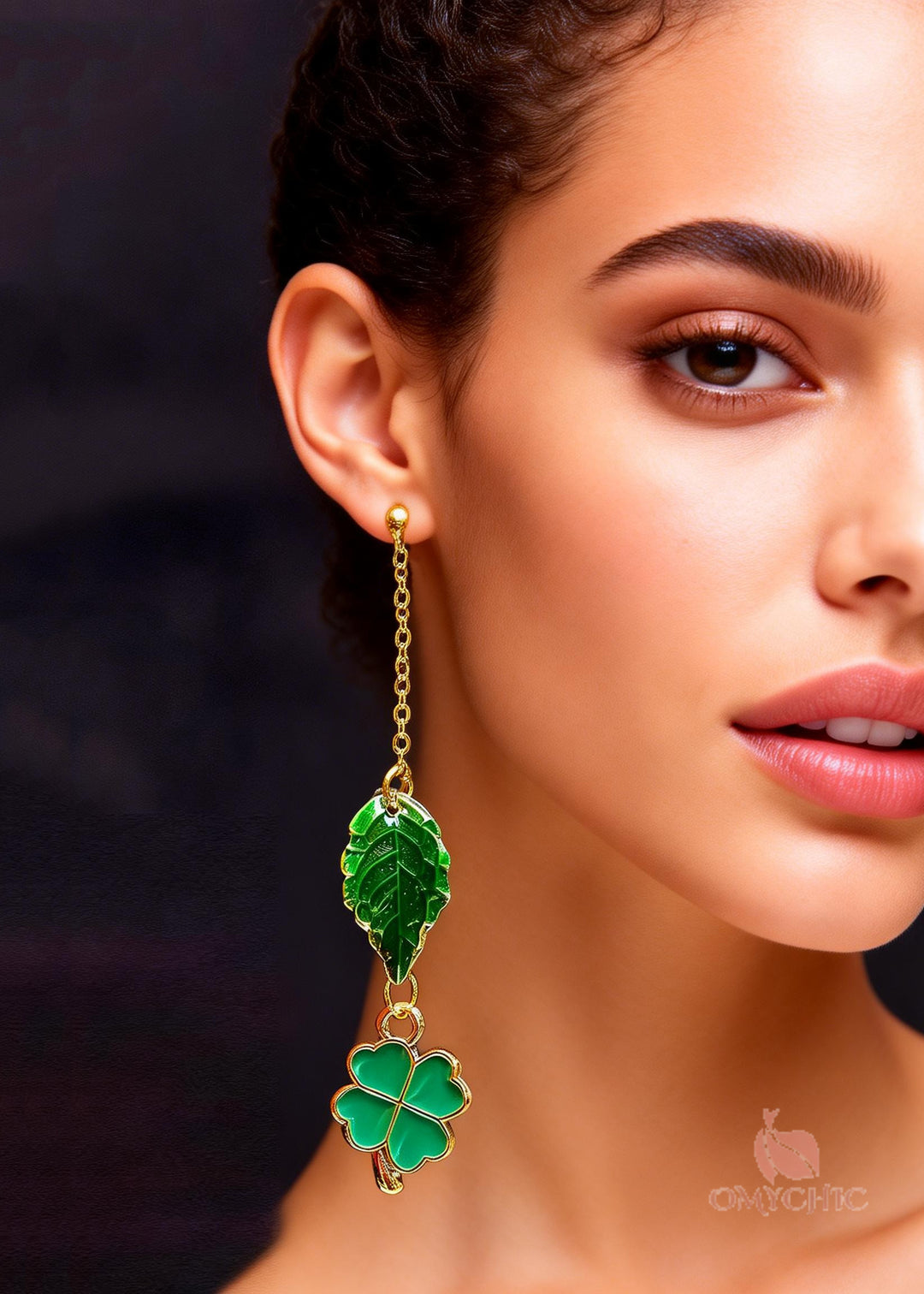 Modern Green Leaf Metal Long Tassels Drop Earrings