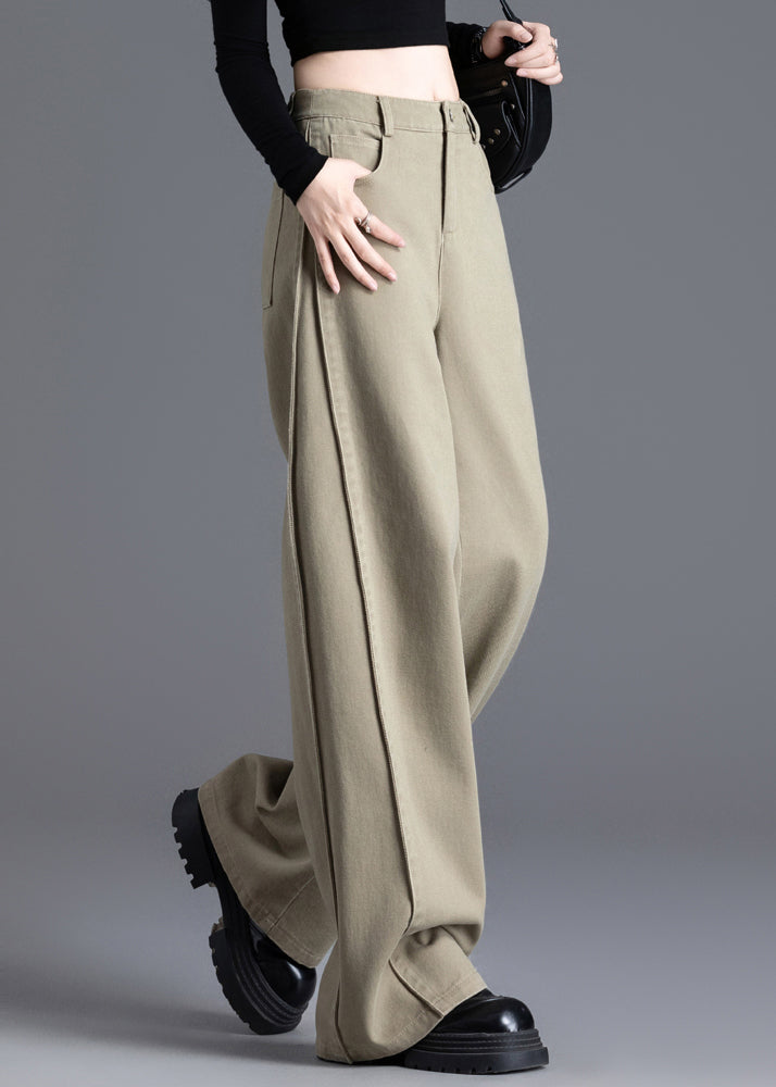 Modern Khaki High Waist Denim Pants Trousers Spring