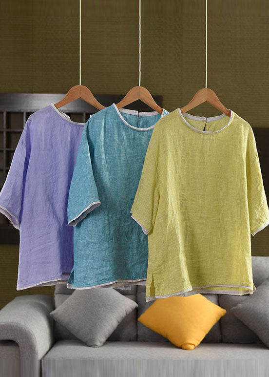 Modern Light Green Oversized Patchwork Linen Tanks Summer