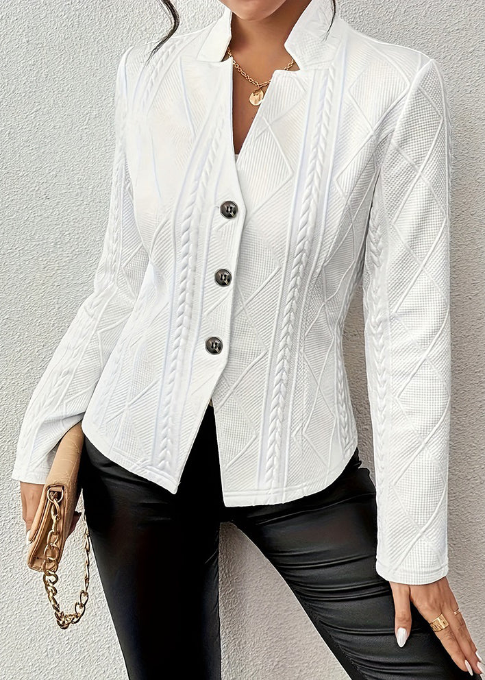 Modern Light Grey Stand Collar Button Cotton Suit Coats Fall