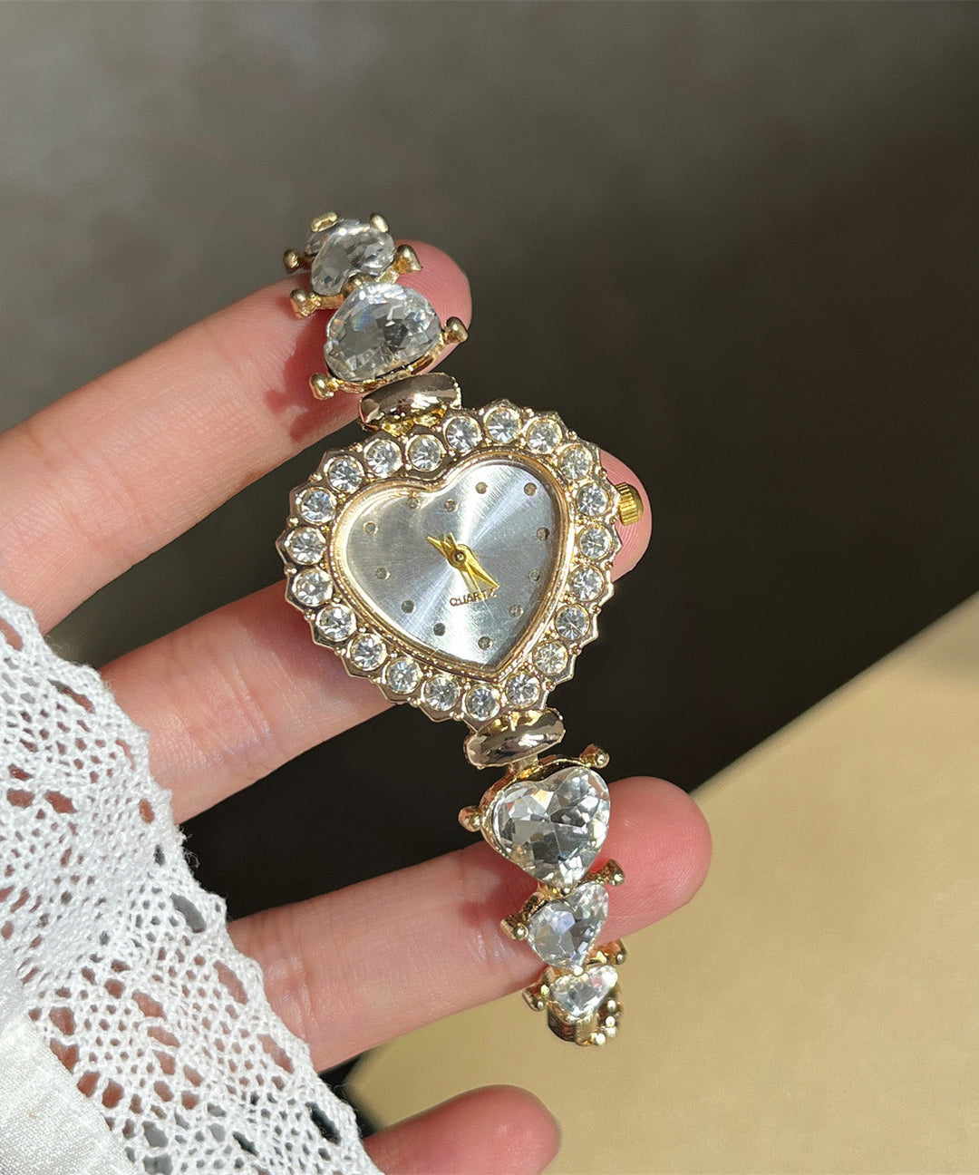 Modern Pink Alloy Love Zircon Crystal Watches