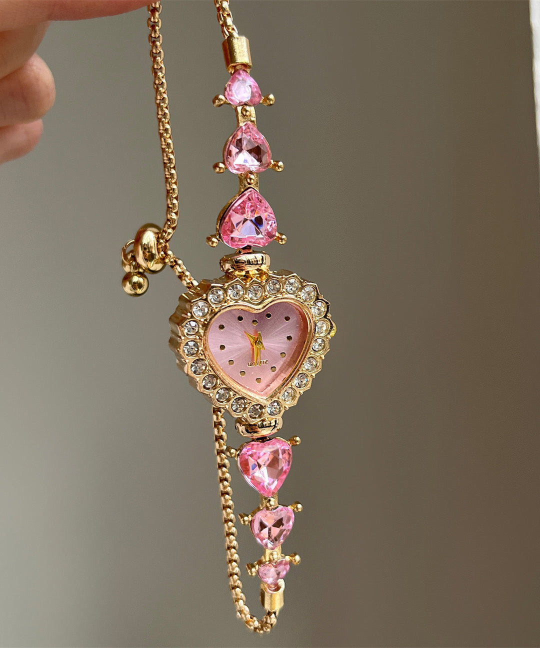 Modern Pink Alloy Love Zircon Crystal Watches