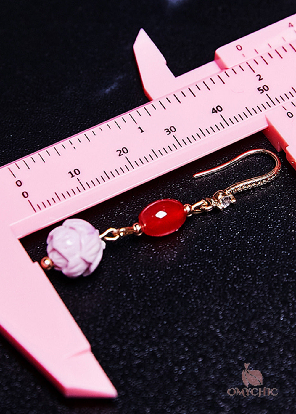 Modern Pink Lotus Flower Stone Drop Earrings