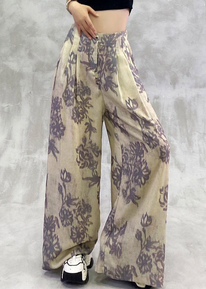 Modern Print Pockets Elastic Waist Pants Summer