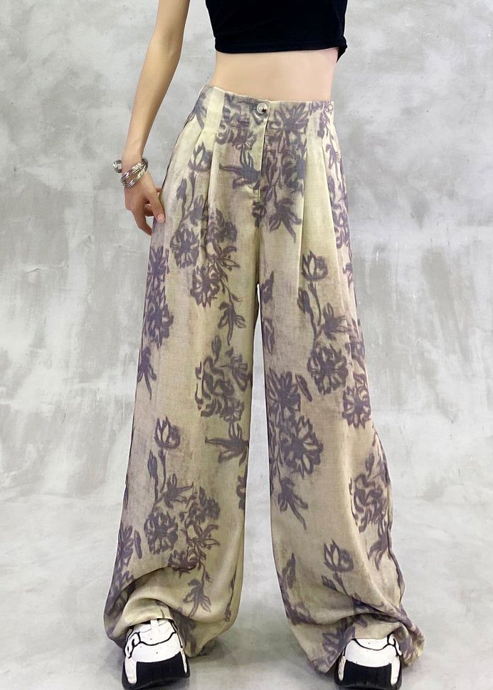 Modern Print Pockets Elastic Waist Pants Summer