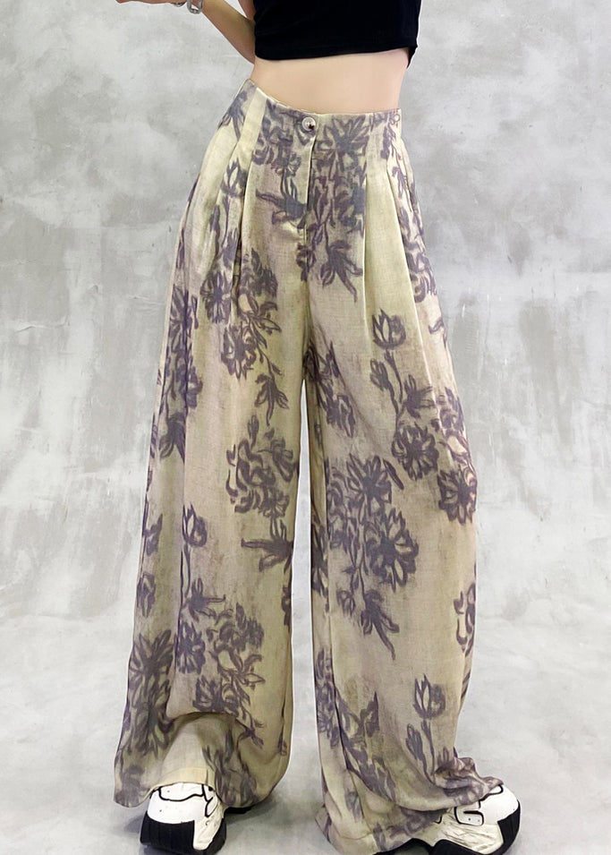 Modern Print Pockets Elastic Waist Pants Summer