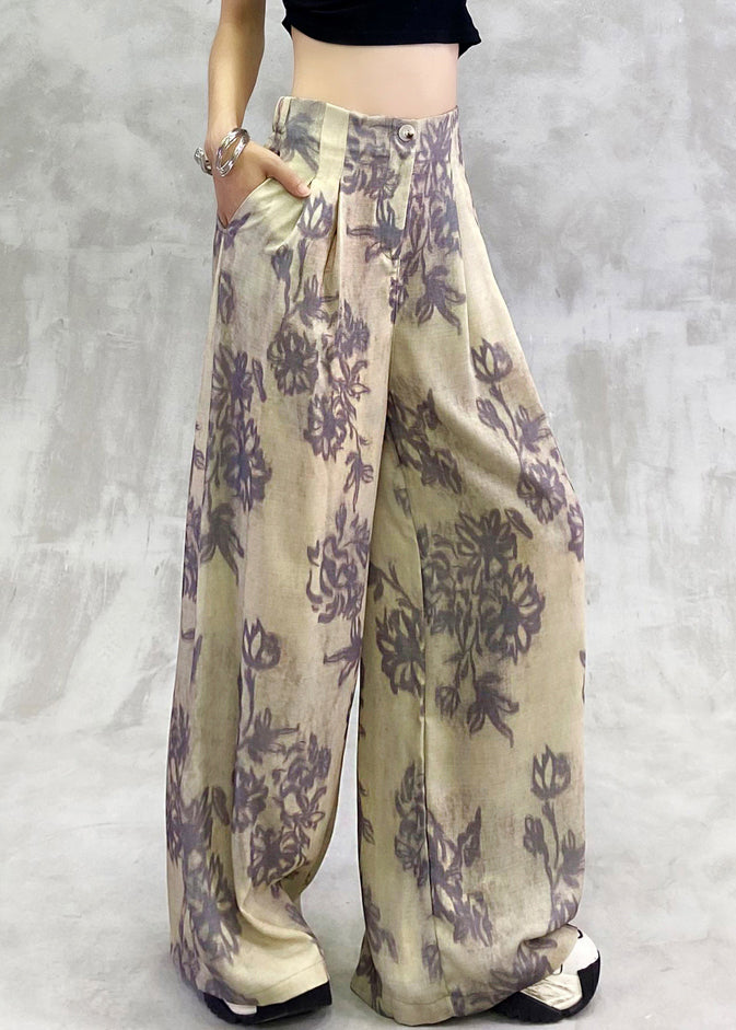 Modern Print Pockets Elastic Waist Pants Summer