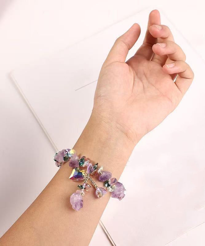Modern Purple Alloy Asymmetrical Crystal Gravel Charm Bracelet