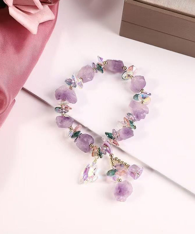 Modern Purple Alloy Asymmetrical Crystal Gravel Charm Bracelet