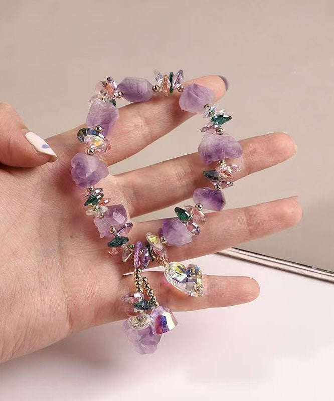 Modern Purple Alloy Asymmetrical Crystal Gravel Charm Bracelet
