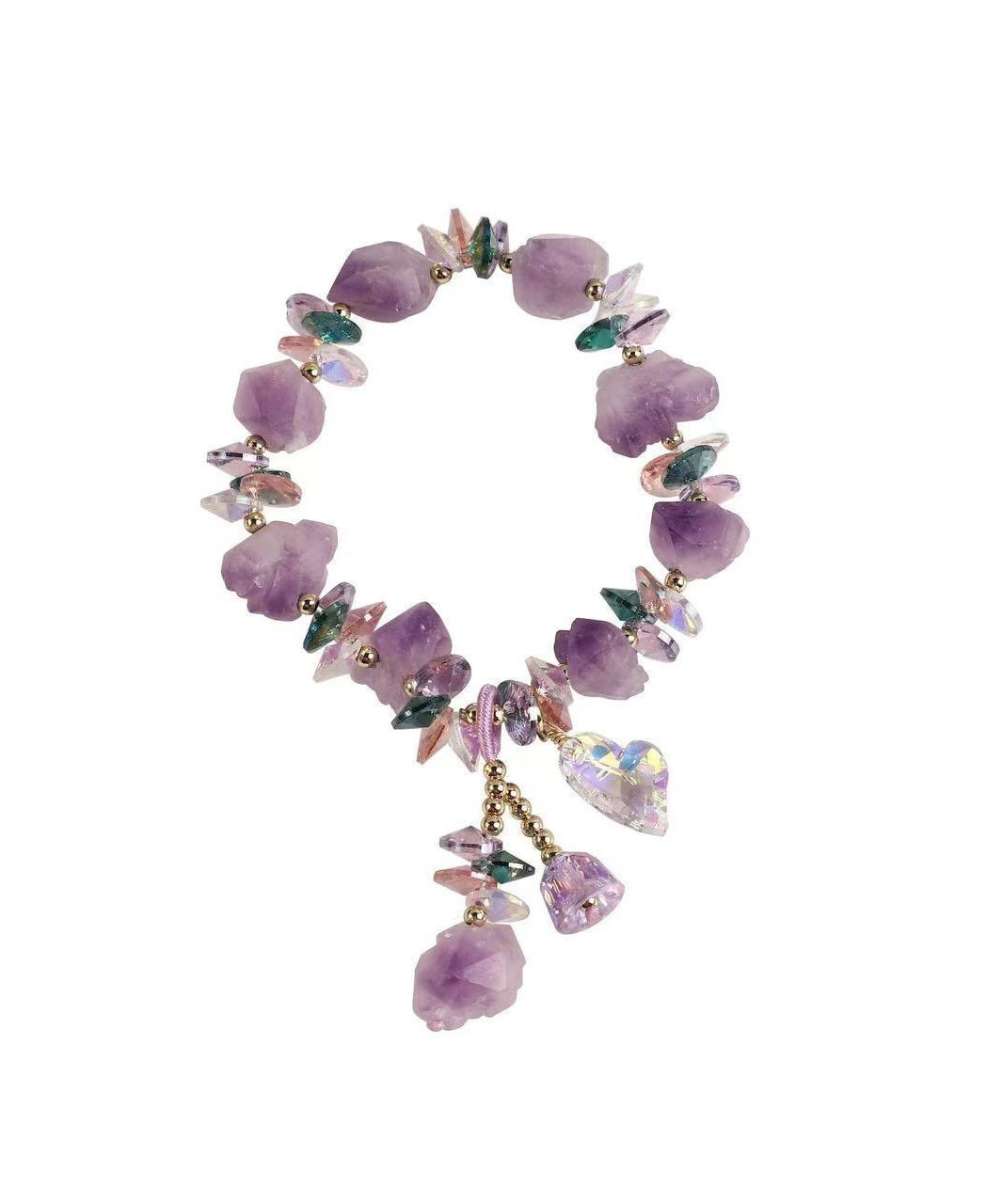 Modern Purple Alloy Asymmetrical Crystal Gravel Charm Bracelet