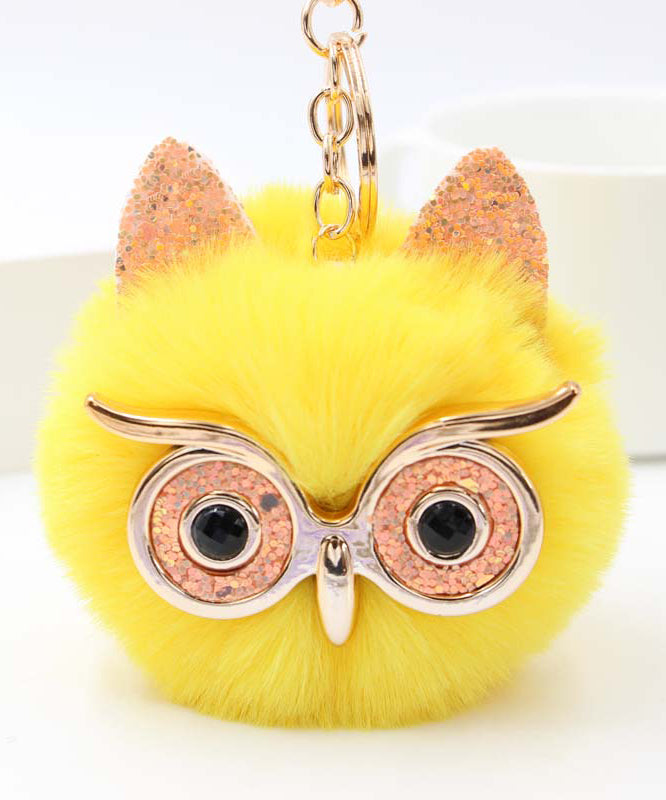 Modern Purple Alloy Owl Fluffy Keychains