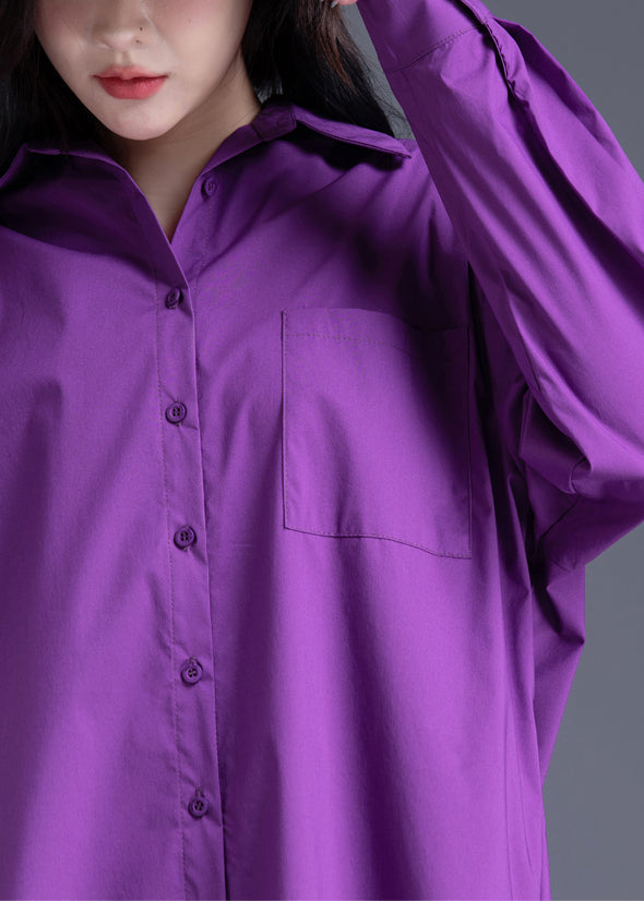 Modern Purple Oversized Side Open Cotton Dress Spring