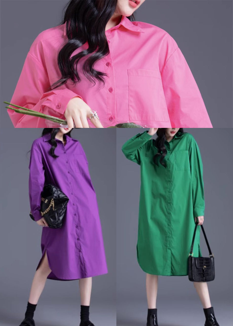 Modern Purple Oversized Side Open Cotton Dress Spring