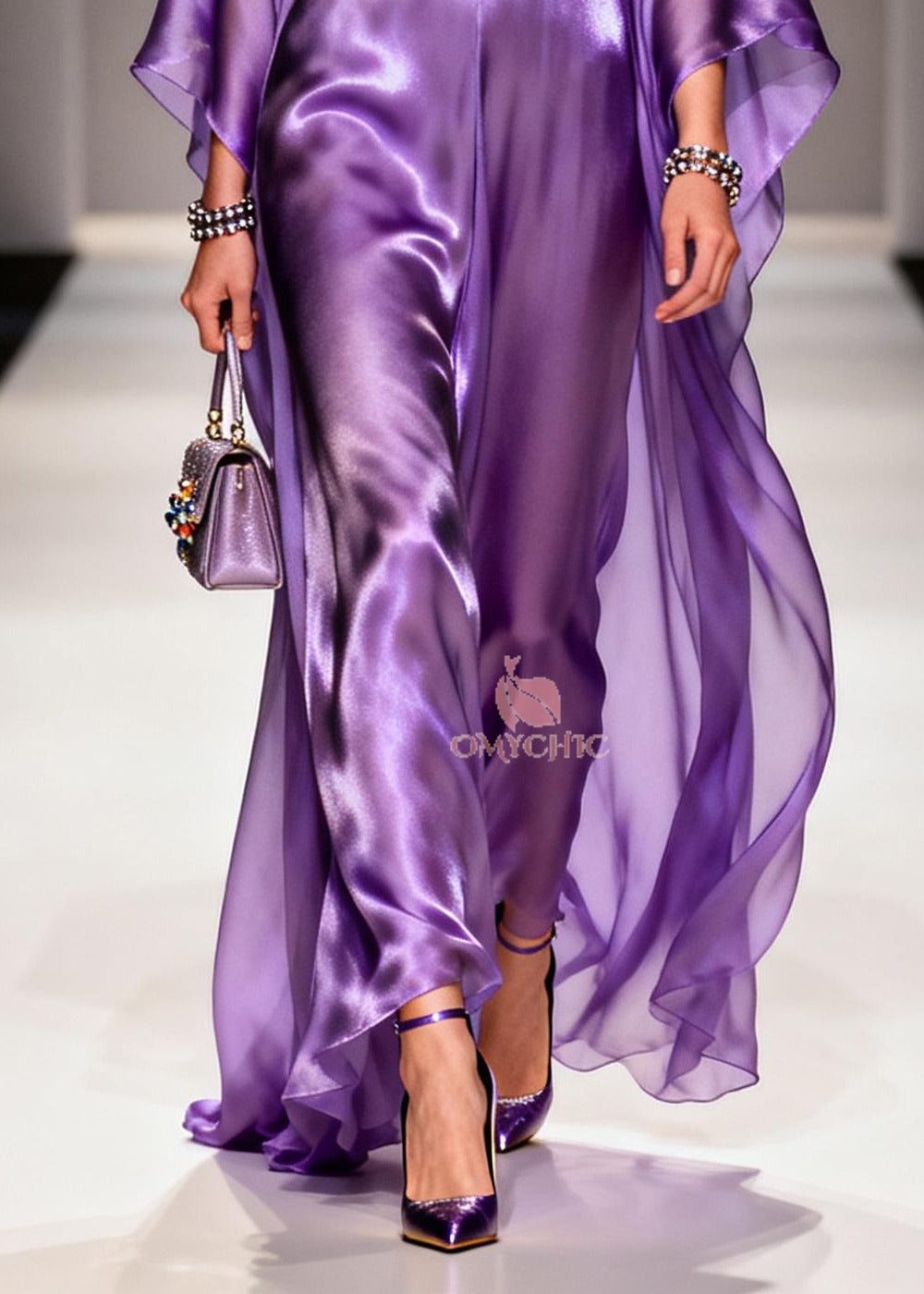 Modern Purple V Neck Draping Chiffon Holiday Dress Summer