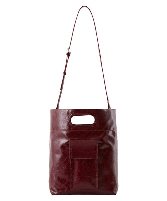 Modern Red Large Capacity Faux Leather Tote Handbag