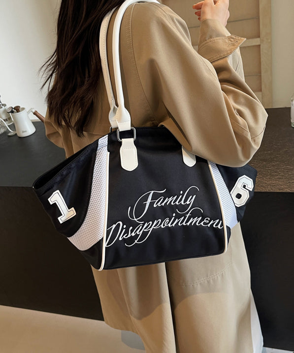 Modern Red Letter Patchwork Large Capacity Nylon Shoulder Bags