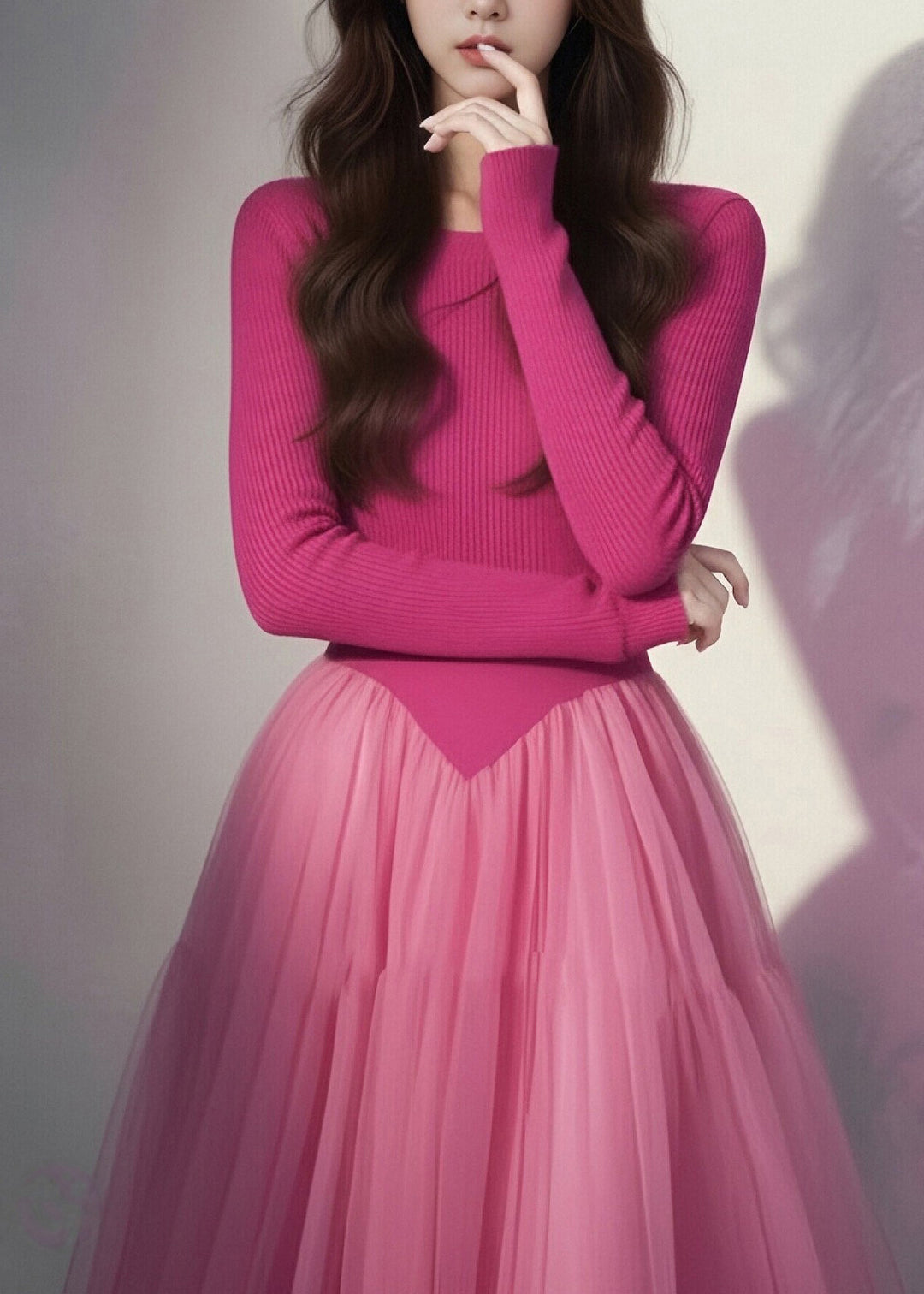 Modern Rose Silm Fit Patchwork Tulle Maxi Dresses Spring - Omychic