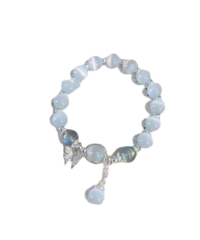 Modern Silk Alloy Zircon Butterfly Cat's Eye Stone Charm Bracelet