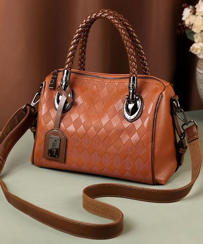 Modern Simple Brown Versatile Calf Leather Tote Bag