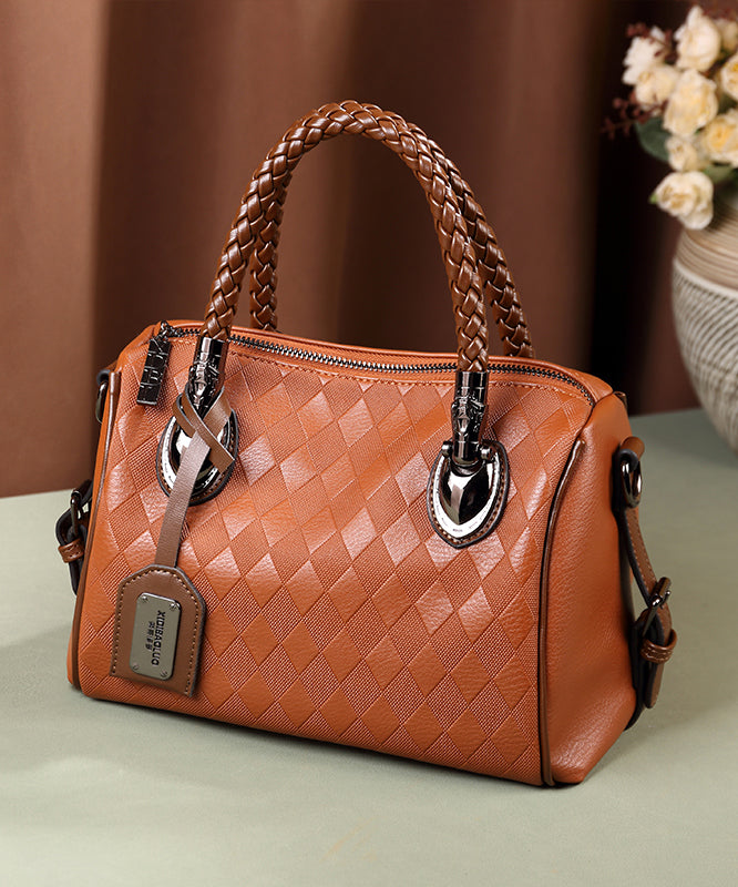 Modern Simple Brown Versatile Calf Leather Tote Bag