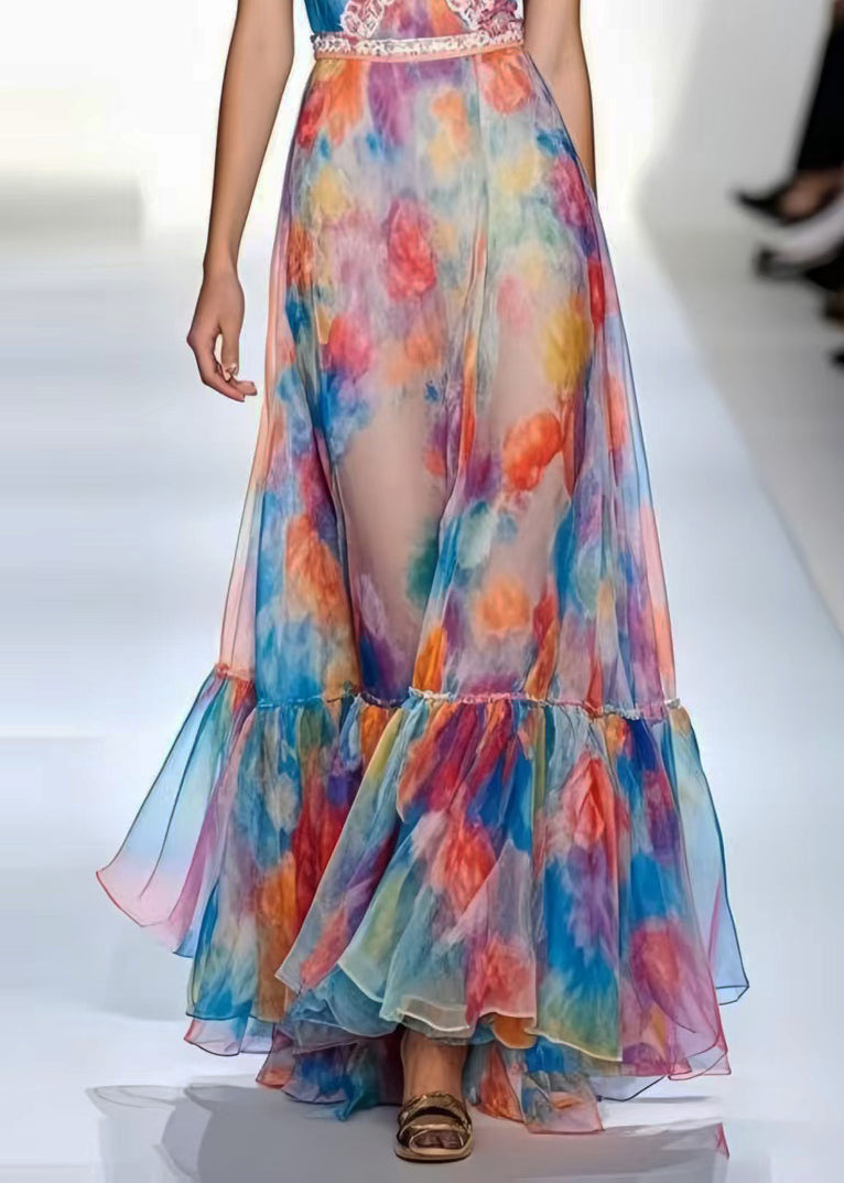 Modern Tie Dye Patchwork Lace Party Dress Summer