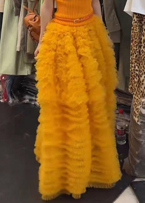 Modern Turtleneck Knit Top And Tulle A Line Skirts Two Pieces Set Summer