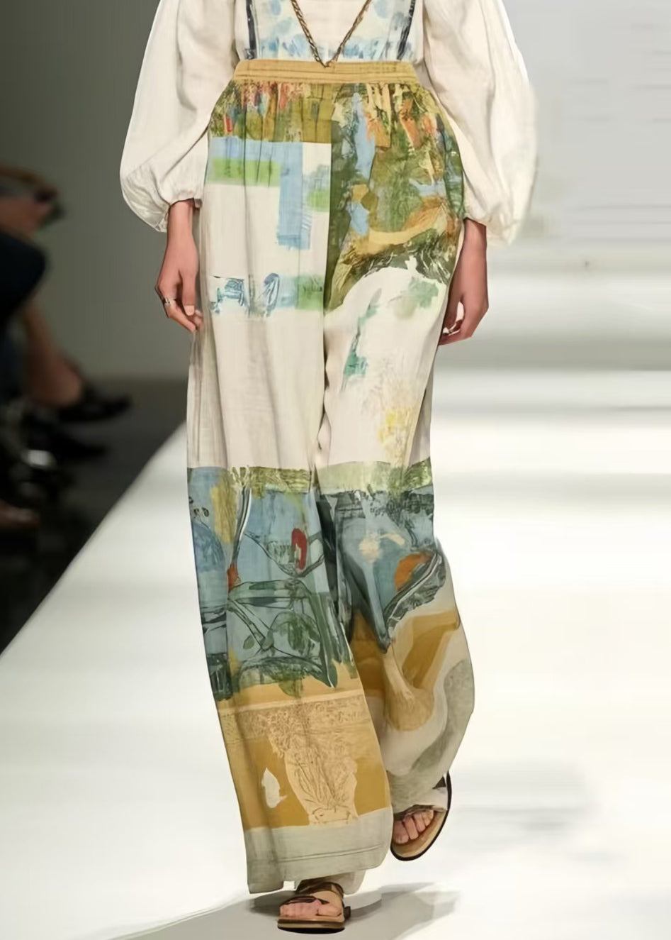 Modern White Backless Print Cotton Overalls Jumpsuit Summer