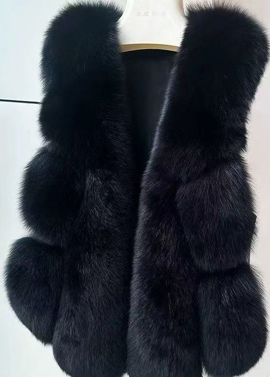 Modern White Oversized Patchwork Faux Fox Fur Vests Winter