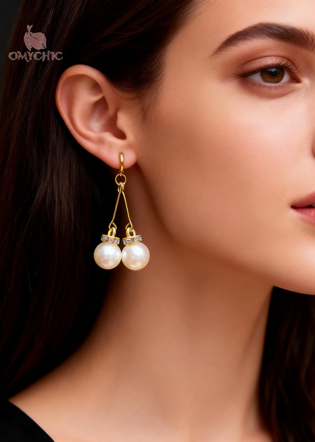 Modern White Pearl Zircon Drop Earrings