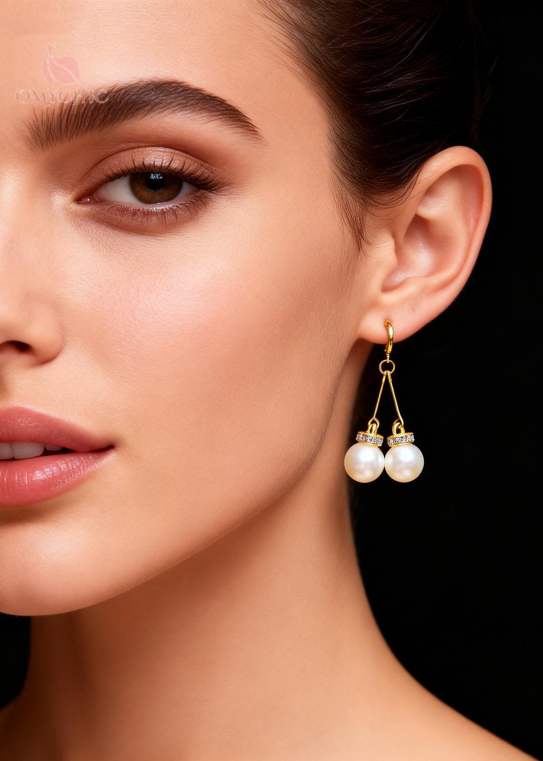 Modern White Pearl Zircon Drop Earrings