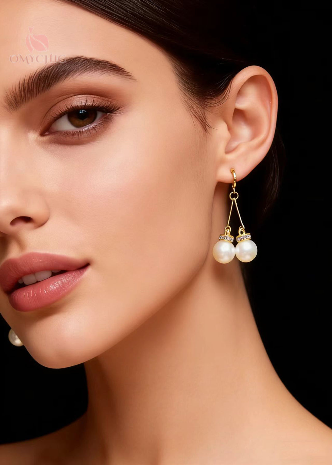 Modern White Pearl Zircon Drop Earrings