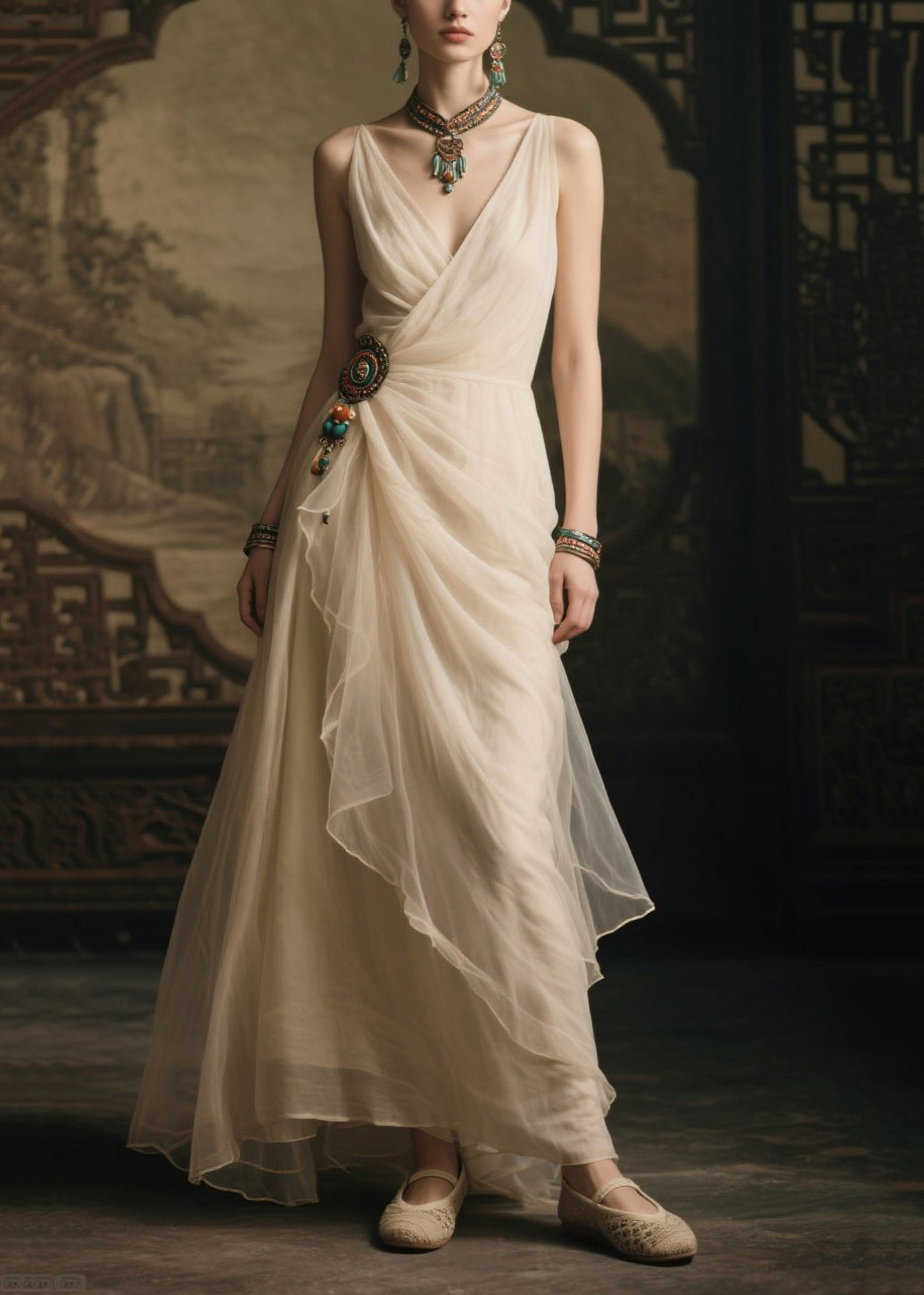 Modern White Tasseled Tulle Party Dress Summer