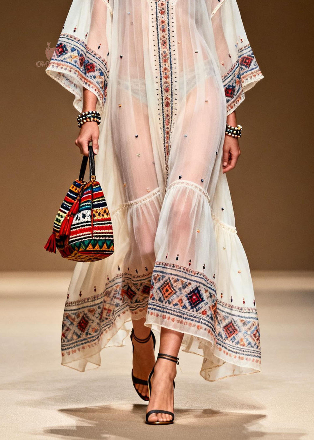 Modern White V Neck Print Patchwork Chiffon Dresses Summer