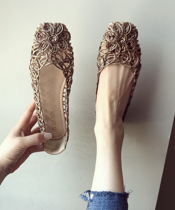 Mulberry Hollow Out Walking Sandals Faux Leather Art Splicing