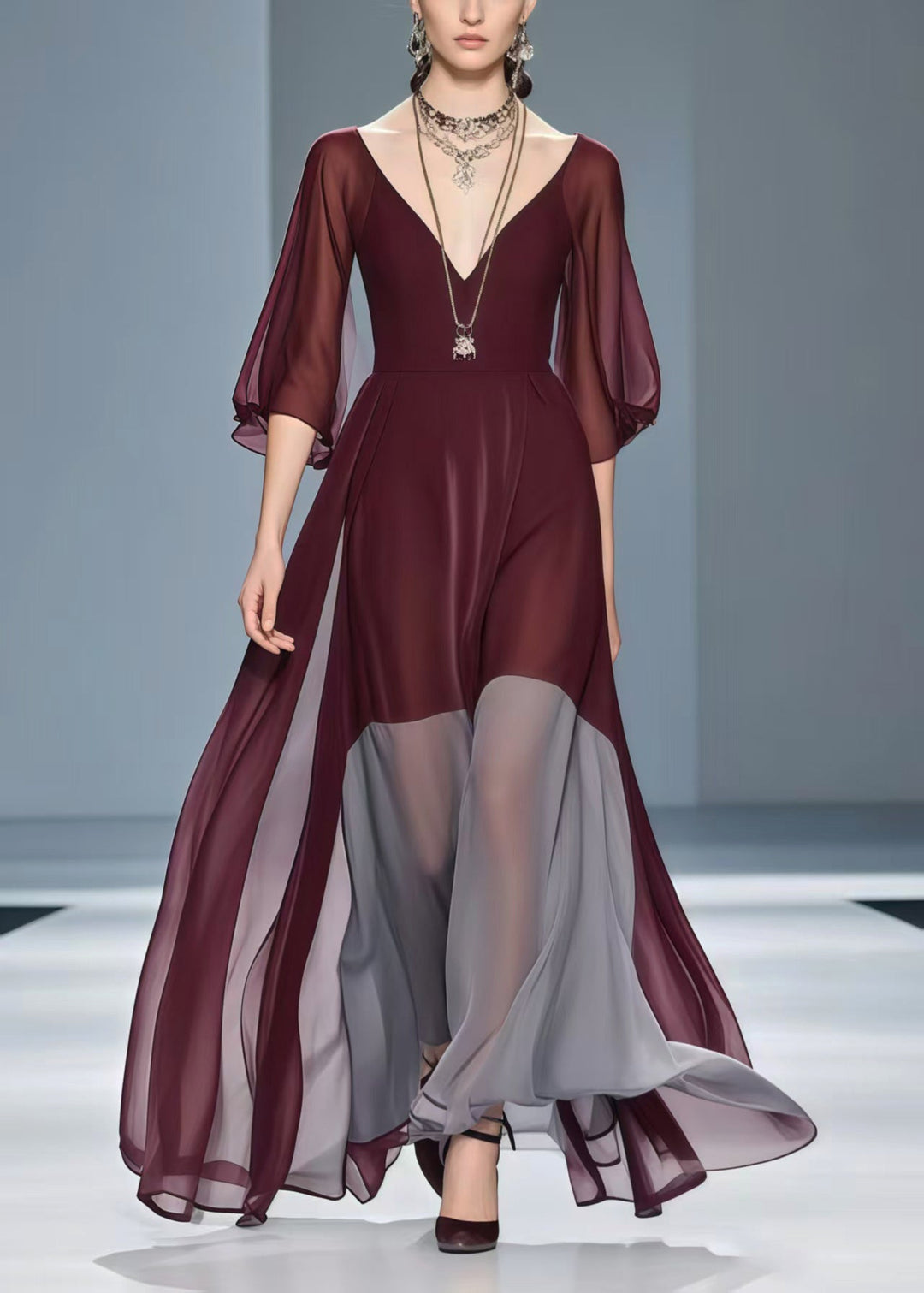 Mulberry Patchwork Draping Holiday Dress Exra Large Hem Summer