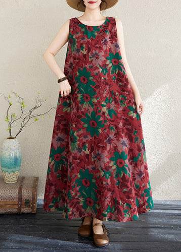 Mulberry Print Cotton Party Dress Exra Large Hem Sleeveless