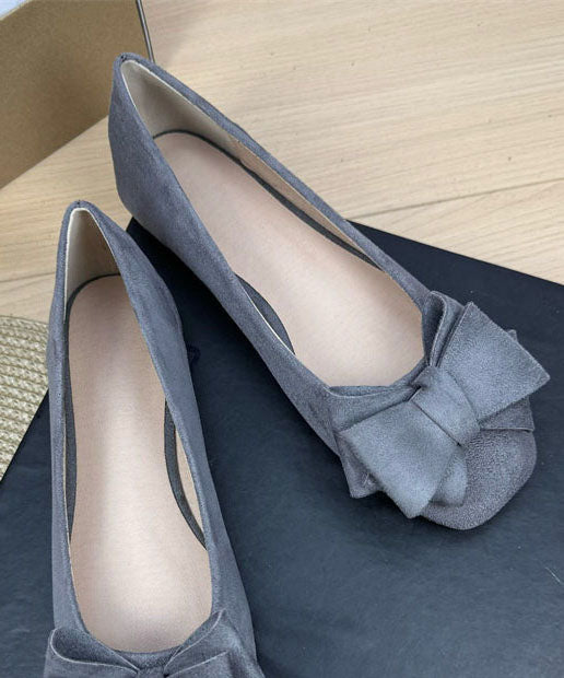 Mulberry Suede Penny Loafers Women Splicing Bow Plus Size