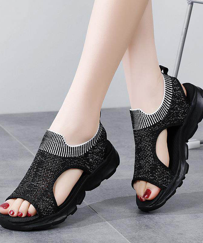 Multicolour Sandals Knit Fabric Elegant Hollow Out Sandals