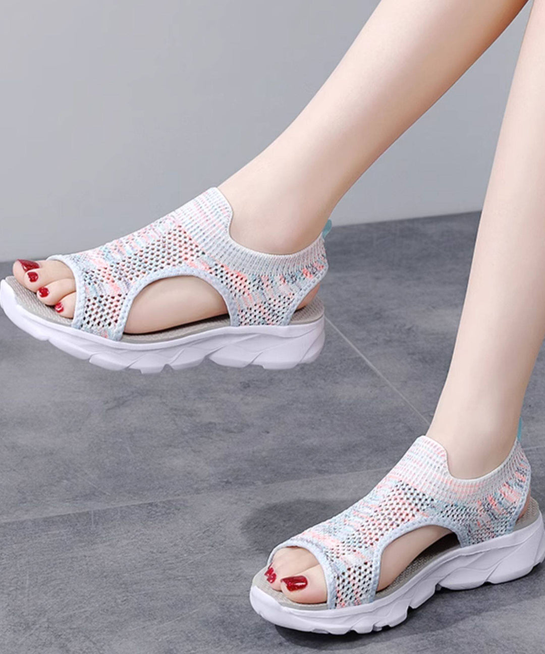 Multicolour Sandals Knit Fabric Elegant Hollow Out Sandals