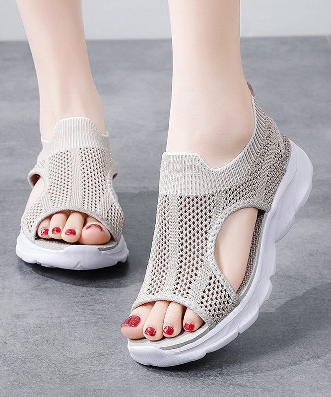 Multicolour Sandals Knit Fabric Elegant Hollow Out Sandals