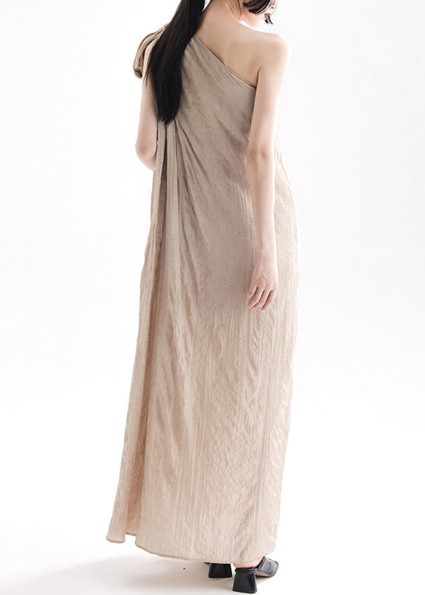 Natural Apricot One Shoulder Lace Up Long Dresses Summer