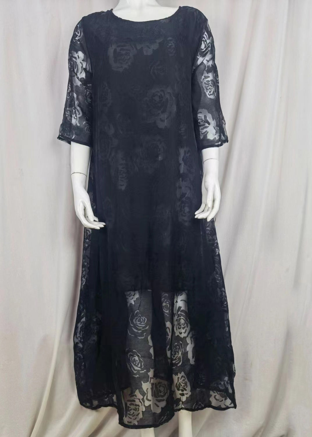 Natural Black Hollow Out Lace Holiday Dresses Summer