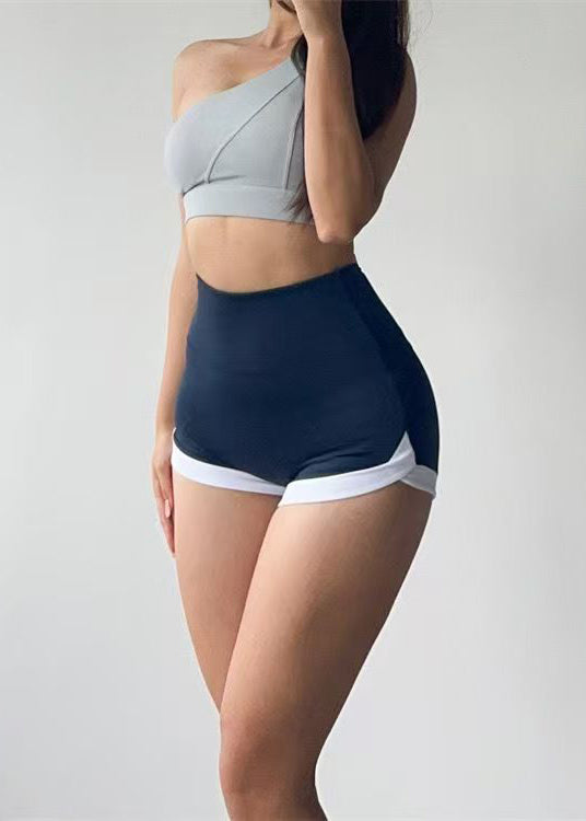 Natural Green High Waist Patchwork Shorts Summer