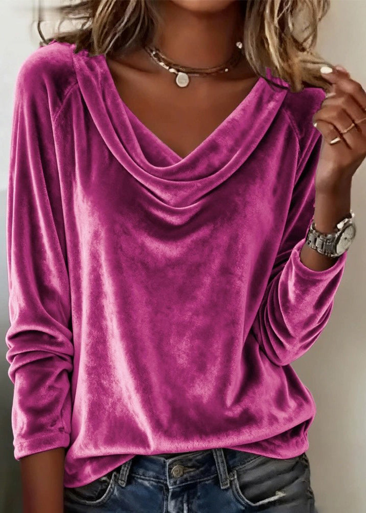 Natural Grey Pockets Solid Pullover O-Neck Spring