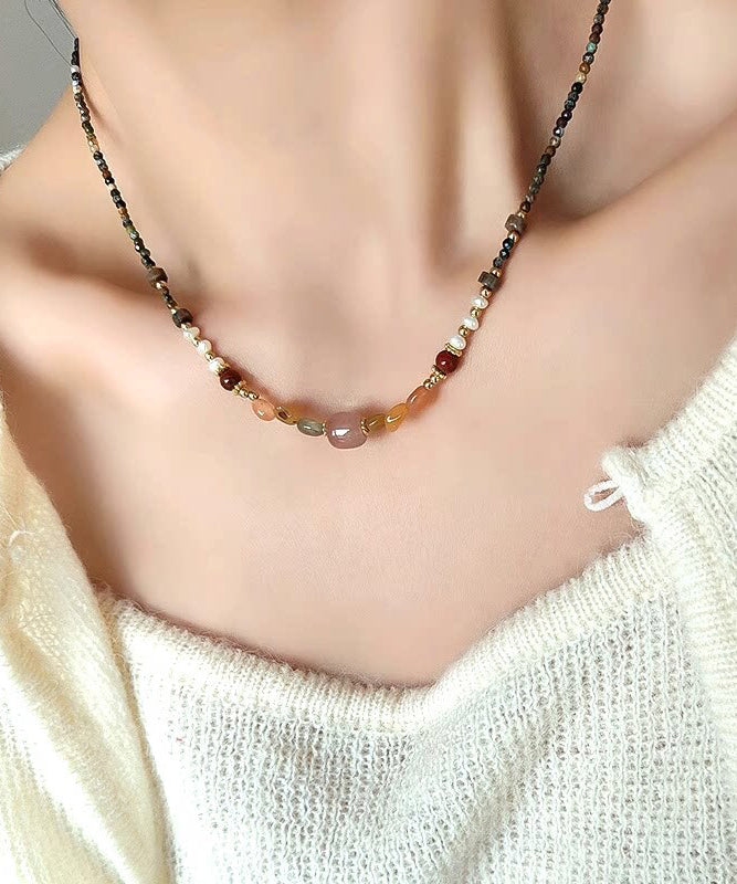 Natural Multicolour Gem Stone Gratuated Bead Necklace