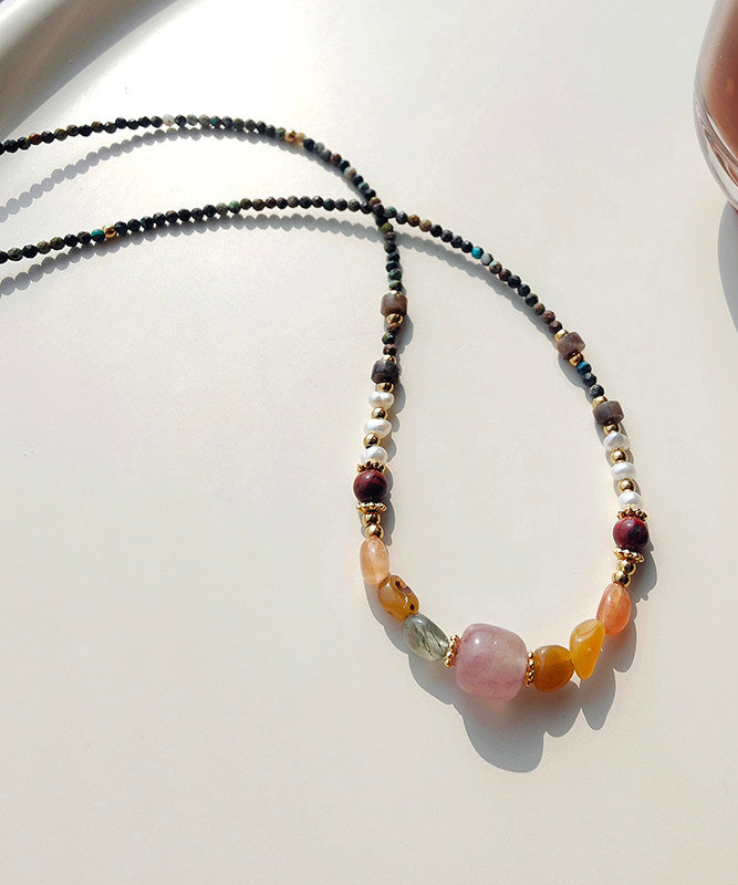 Natural Multicolour Gem Stone Gratuated Bead Necklace