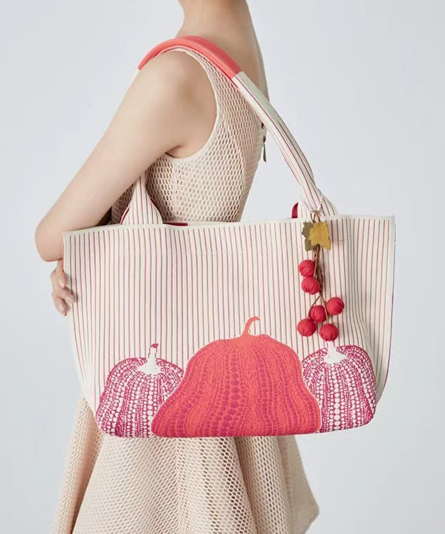 Natural Pink Jacquard Solid Durable Cotton Women Handbags