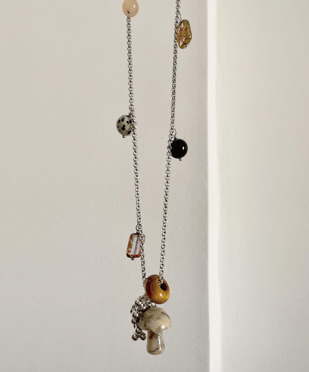 Natural Stone Crystal Pendant Pendant Titanium Steel Necklace